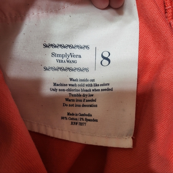 Vera Wang Women's 8 Coral Pants Jeans Straight Stretch - Picture 8 of 9